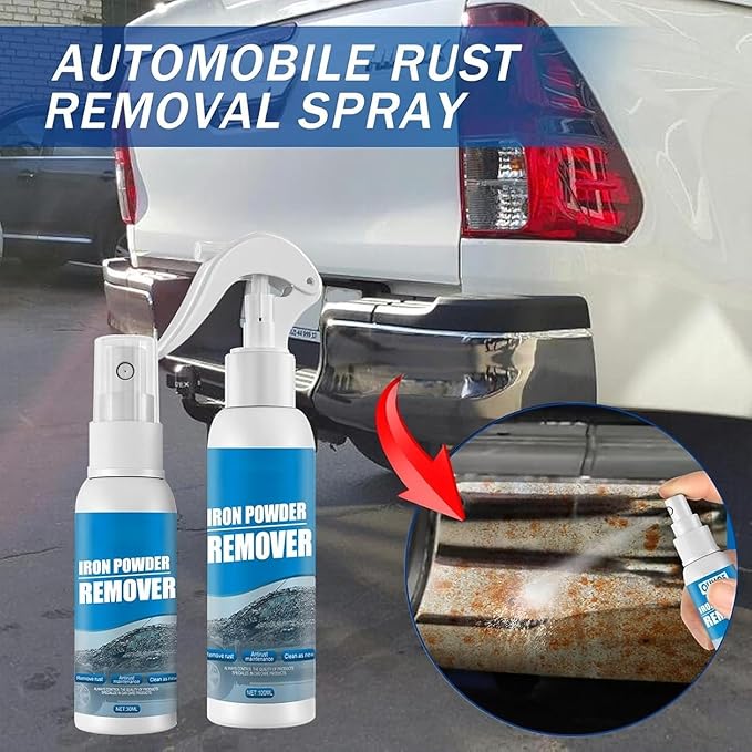Multi-functional Quick-Acting Rust Removal Spray, 100ml Portable Rust Remover Spray, Includes Sponge and Cloth, Fast-Acting Formula & Easy Spray Application for Metal, Bikes (100ml * 2)