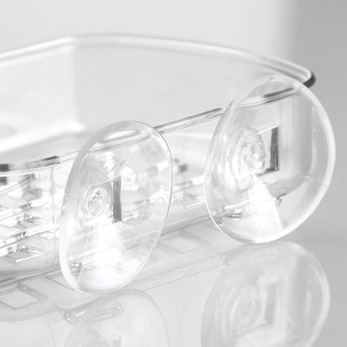 iDesign BPA-Free Plastic Suction Bar Soap Dish - 5.25" x 4" x 2", Clear,19600
