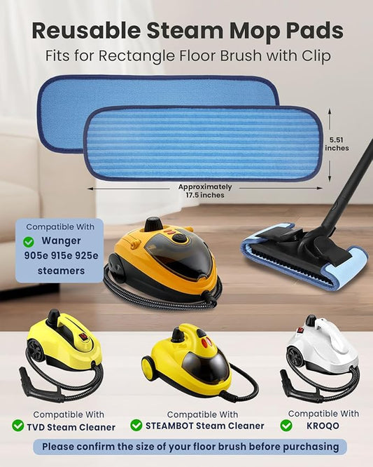 Steam Mop Replacement Pads Compatible with Wagner 915e Steam Cleaner for Home, Steam Cleaner Pads Compatilbe with TVD/STEAMBOT and Other Steamer Mop, Double-Sided Use Steam Pads (4 Pack)