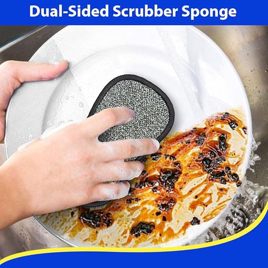 12 Pack Multi-Purpose Scrub Sponges for Kitchen by SmilePowo Non-Scratch Microfiber Sponge Along with Heavy Duty Scouring Power - Effortless Cleaning of Dishes, Pots and Pans