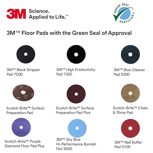 3M Buffer Floor Pad 5100, Red, 12", Removes Soil, Scratches, Scuff Marks, and Black Shoe Heel Marks