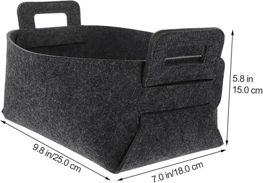 Felt Laundry Basket Handles Deep Grey Collapsible Storage Bin for Dirty Clothes Portable Organizer for Bedroom Bathroom and College