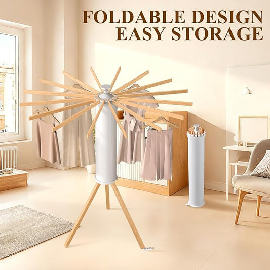 Foldable Clothes Drying Rack, Portable Garment Drying Rack for Indoor Outdoor, Space Saving Laundry Drying Rack, Sturdy Clothing Air Dryer Hanger for Balcony Bedroom Laundry Room