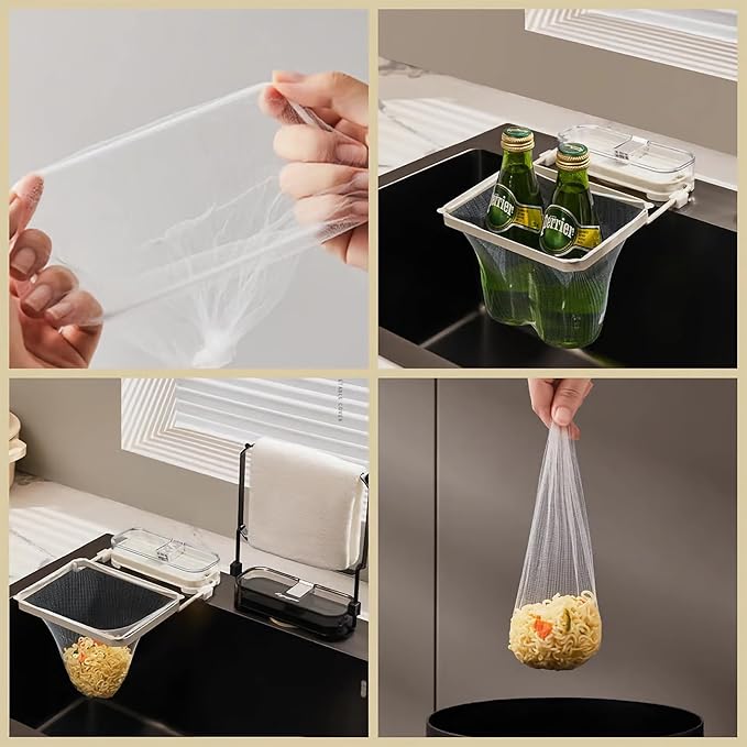 Sink Drain Strainer 2025 New Suction Cup Sink Kitchen Net Strainer Colander Collapsible Corner Sink Strainer Over for Food Waste Filtering Kitchen Leftover Have Mesh Bags (White, Filter 50Pcs)