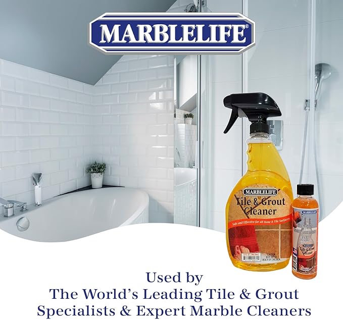 Marblelife Tile and Grout Cleaner Kit, Ready-to-Use 32 oz Spray Cleaner + 4 oz Concentrate Refill, Powerful Grout Cleaner for Tile Floors, Heavy Duty Kitchen, Bathroom & Shower Cleaner