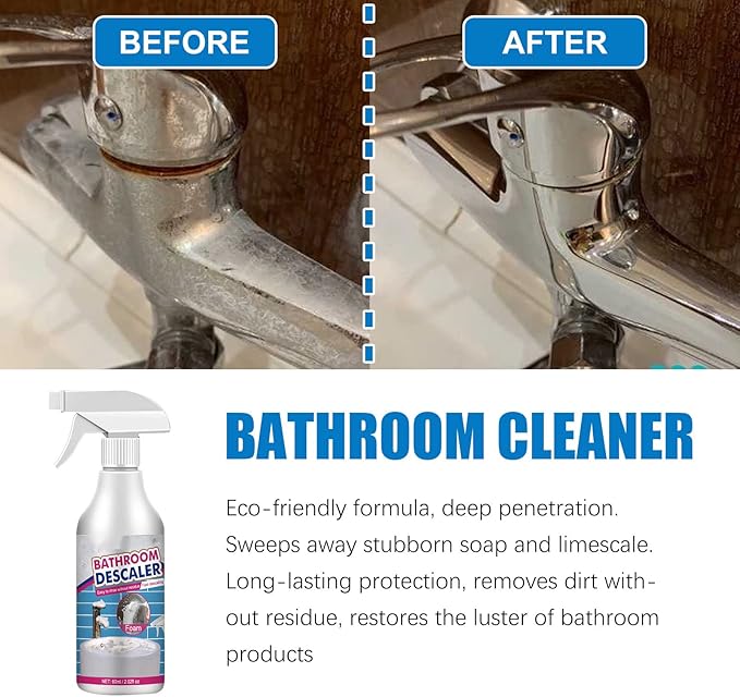 Stubborn Stains Cleaner,Bathroom Descaler,Jetted Bathtub Cleaner,Powerful Descaling Cleaning,60ml Limescale Cleaner, Bubble Cleaner Foam Spray for Toilet Bath Shower Glass (1Pcs)
