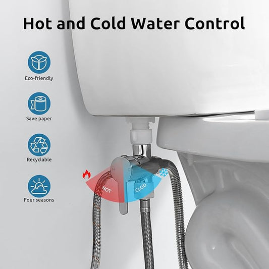 Hot and Cold Bidet Sprayer for Toilet, BRITULIF Bidet Attachment for Warm Water, Bidet with Warm Water Muslim Shower, Ideal for Feminine Hygiene, Pet Cleaning, Cloth Diapers, and Elderly Care
