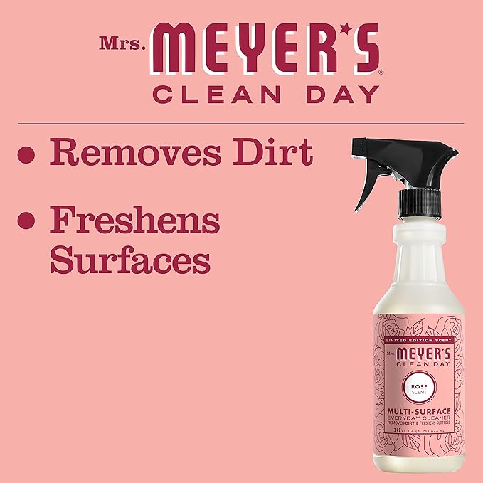 Mrs. Meyer's All-Purpose Cleaner Spray, Rose, 16 Fl oz (Pack of 5)