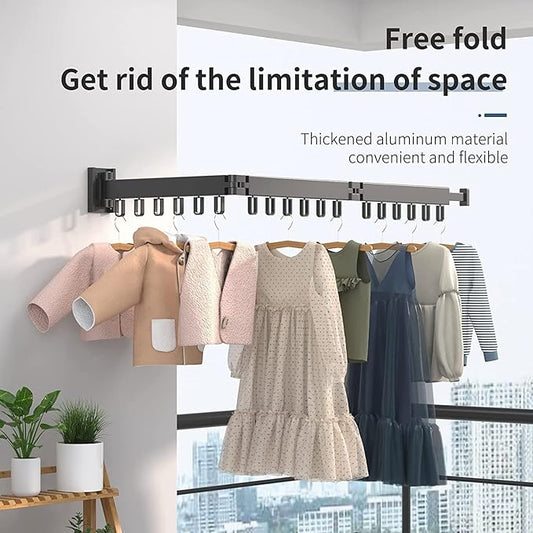 HYGRAD BUILT TO SURVIVE Clothes Drying Rack Wall Mounted Clothes Drying Airer Rack, Retractable Fold Away Laundry Drying Rack Outdoor & Indoor Neat Formal Drying Rack (Three Rod - 114cm Long)
