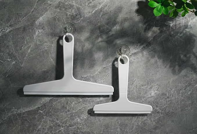 New Talent 2 PCS Shower Squeegee White, for Shower Glass, Shower Doors, Bathroom, Window and Car Glass(1 Large and 1 Small)
