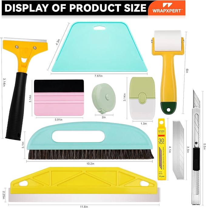 WRAPXPERT Peel and Stick Wallpaper Tools,Wallpaper Smoothing Tool Kit with Smoother,Edge Guider,Paste Brush for Backsplash Tile,Contact Paper