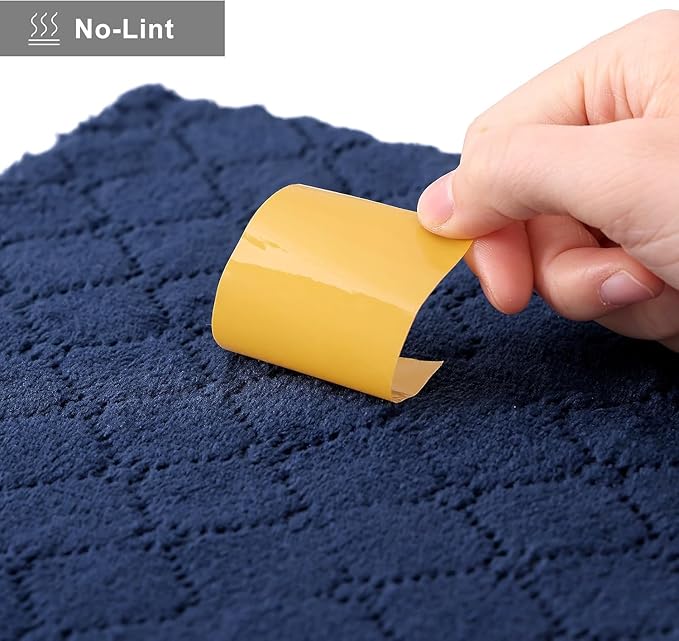 Homaxy 12 Pack Dish Towels for Kitchen (10 x 20 Inches, Navy Blue), Super Soft and Absorbent Coral Velvet Dish Cloths for Washing Dishes, Nonstick Oil Fast Drying Microfiber Cleaning Cloth