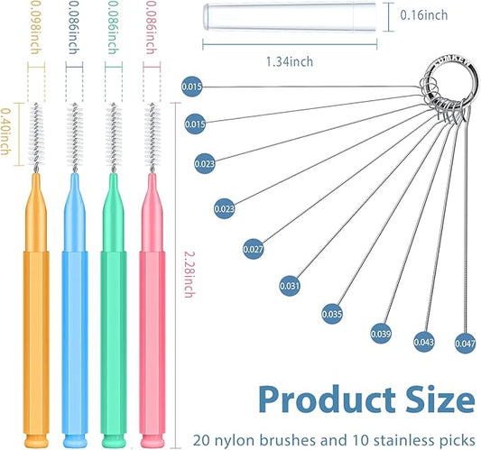 Multiszie Shower Head Cleaner Tool, Shower Head Cleaning Brush for Small Hole Nozzle with Storage Boxes, Showerhead Cleaner Picks Unclogger for Household Bathroom, 30 Pcs
