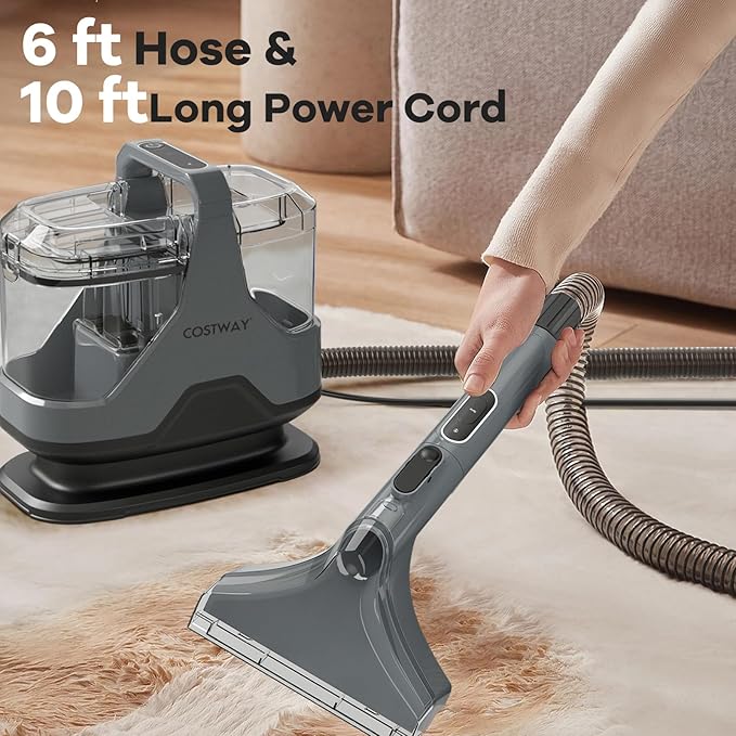 COSTWAY Upholstery Cleaner Machine, Portable Spot Cleaner with 15Kpa Powerful Suction, 600W Cleaning Machine with Versatile Attachments for Couch, Stairs, Carpet, Pet Messes