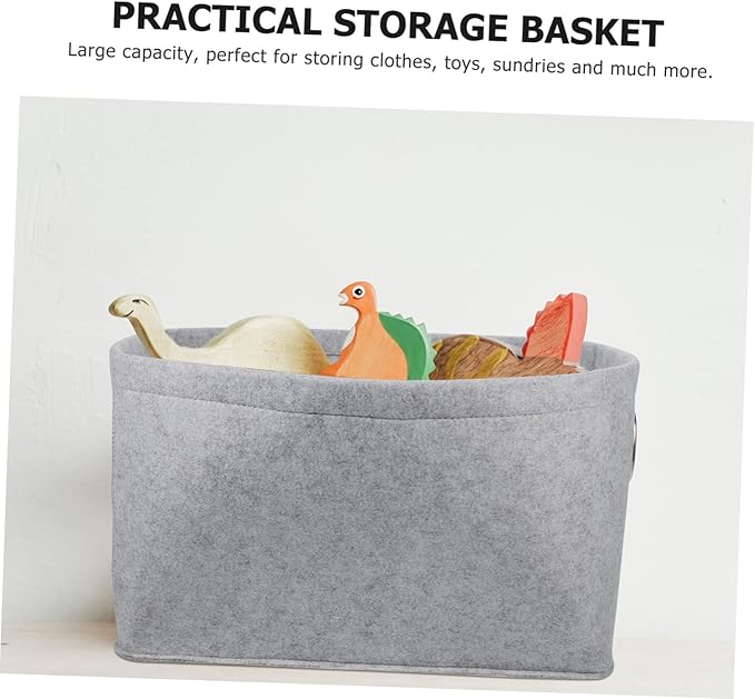 Felt Storage Basket Laundry Hamper with Handles Multifunctional Home Organizer for Clothes Books Cosmetics Lightweight Container for Bedroom and Closet Light Gray