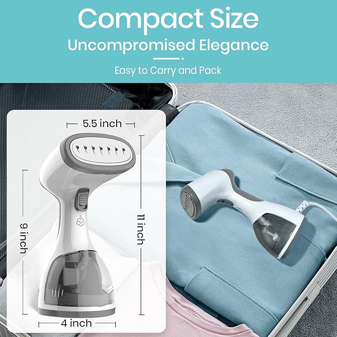 Steamer for Clothes 1500W,30S Fast Heat Plancha a Vapor Para Ropa, 260ML Water Tank Clothing Garment Fabric Iron Travel Steamer Handheld Portable for Wrinkles (White)