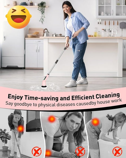 Electric Spin Scrubber for Cleaning Bathroom, Shower Scrubber Cordless Scrub Brush with IPX7 Waterproof & 2 Speed