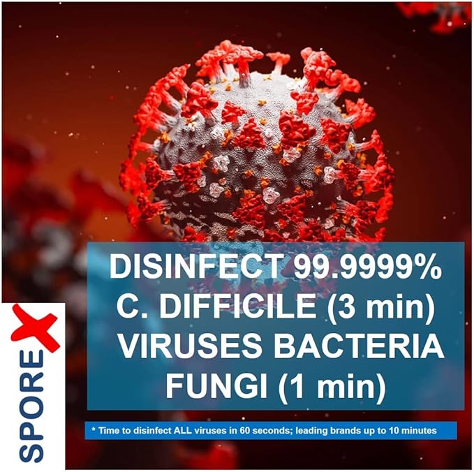 Disinfectant (1 gallon) Eliminate 99.9999% C Difficile Spores, Viruses, Bacteria, Mold and Fungi. One Step Disinfectant. No Toxic Residue. Works with Electric Sprayers