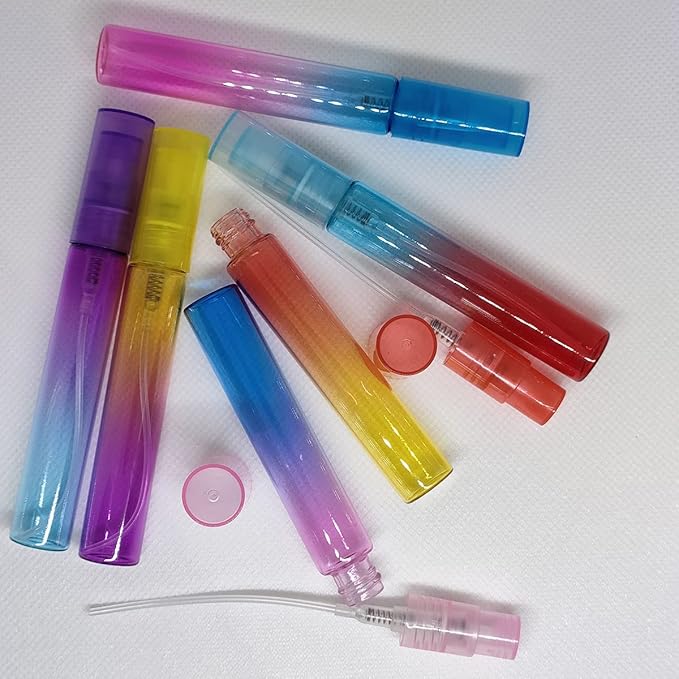 Mini Perfume Spray Bottles Colorful Glass Bottles Refillable Empty Fine Mist Sprayer Bottles Refillable Container Perfume Atomizer for Cleaning Essential Oils Liquid 6 Pieces Ombre Colors (8ml)