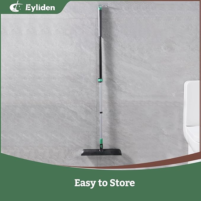 Eyliden Floor Scrub Brush for Stubborn Grime & Deep Cleaning | 15" Wide Head with Rubber Squeegee, Adjustable Long Handle, 2in1 Stiff Bristle Floor Scrubber for Kitchen, Shower, Deck, Patio, Garage