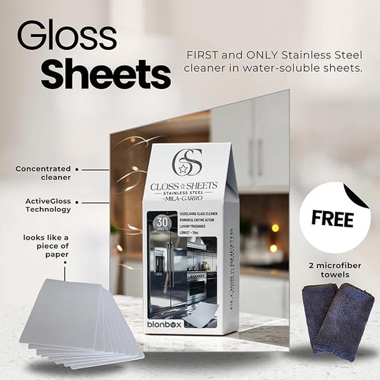 Stainless Steel Cleaner, Concentrated Formula - makes 3.75 Gallons, Removes fingerprints, Water Marks, Grease - Perfect stainless steel cleaner for appliances - Free 2 Microfiber Cloths