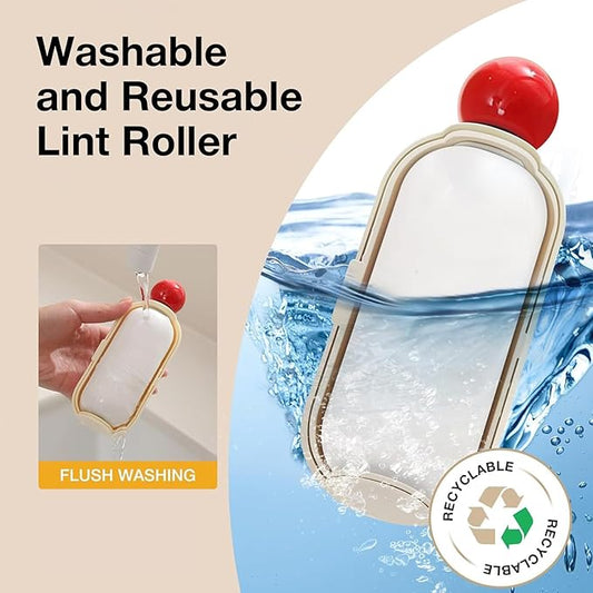 Washable Reusable Lint Roller for Pet Hair,2 in 1 Washable Reusable Lint Roller Scraper,Portable Pet Hair Remover for Furniture,Dog Cat Hair,Travel,HouseholdReusable Sticky Roller Ver