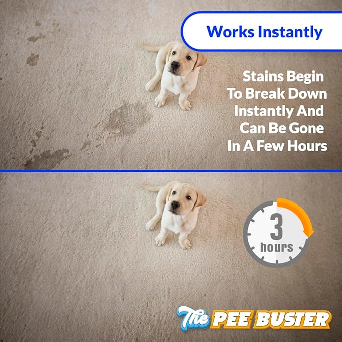 The Pee Buster Pet Stain Remover - Cleaning Spray for Dog and Cat Urine with 5 Cleaning Tablets