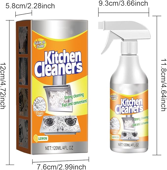 Kitchen Foam Cleaner,120ml Powerful Stain Removing Foam Cleaner,Multi-Purpose Foam Cleaner,Clean Up Kitchen Oil Stains,Heavy Oil Stain Spray Cleaner,Quick Cleaning Spray (120ml)
