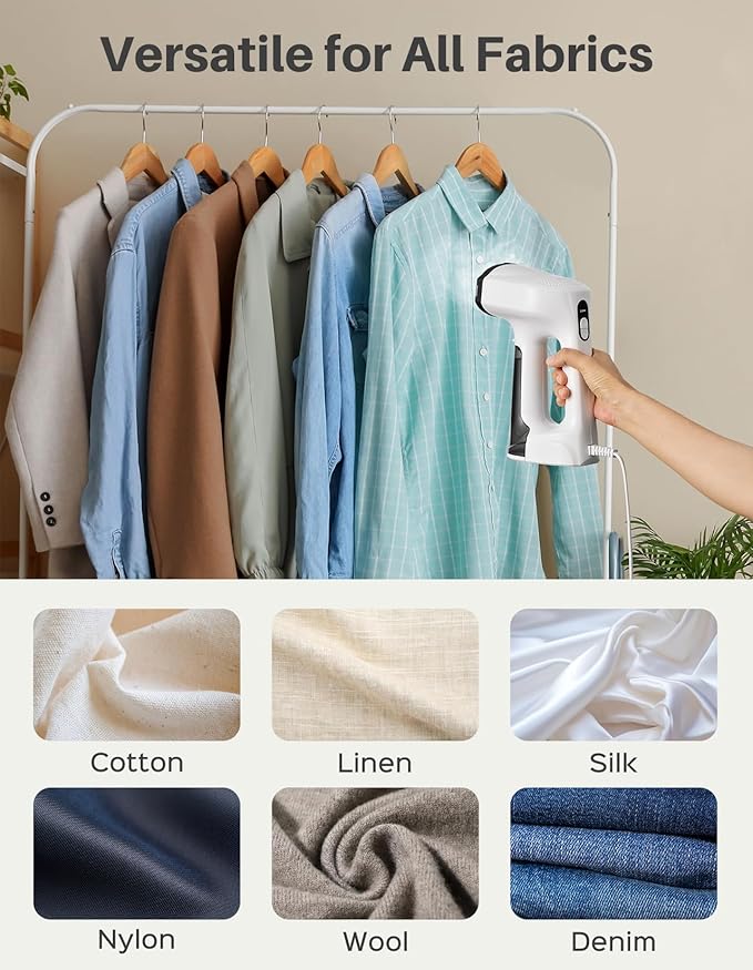 Sweepulire Vacuum Steamer for Clothes, Dual Water Tank 320ml (160ml x2), 3500Pa Suction Handheld Clothes Steamer, 3 Modes, LED Display, Steaming & Ironing 2 In 1Steamers for Clothes (110-120V)