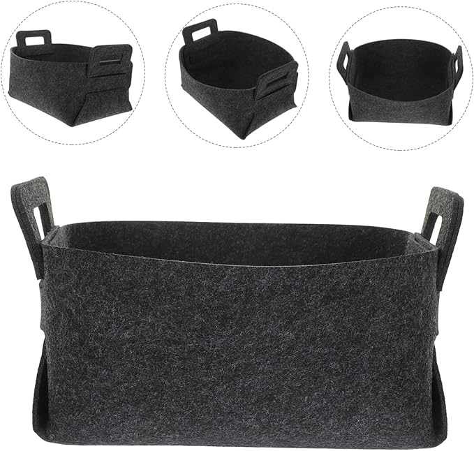 iplusmile Foldable Laundry Basket Organizer with Handles Felt Storage Bin for Dirty Clothes Household Items Sturdy Collapsible Hampers for Bedroom Nursery Closet Deep Gray