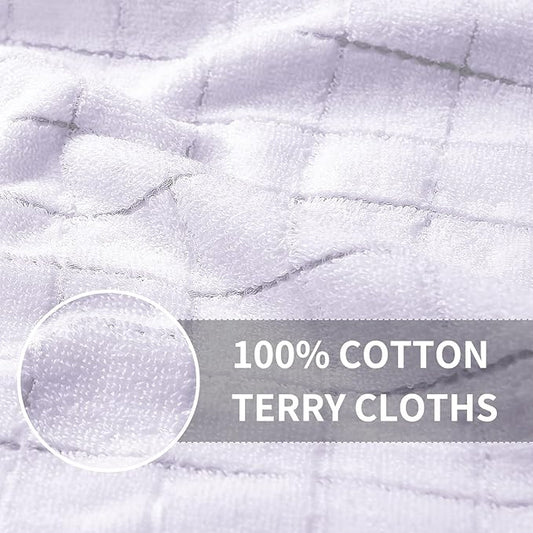 Homaxy 100% Cotton Terry Kitchen Towels(White, 13 x 28 inches), Checkered Designed, Soft and Super Absorbent Dish Towels, 12 Pack