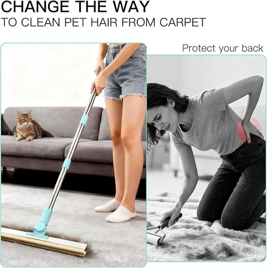 Carpet Rake for Pet Hair Removal:Upgraded 3 in 1 Reusable Carpet Scraper Pet Tool Kit, Adjustable Handle for Deep Clean Dog & Cat Hair Remover, Lint Remover Scraper for Carpets, Mats, Rugs, Car&Couch