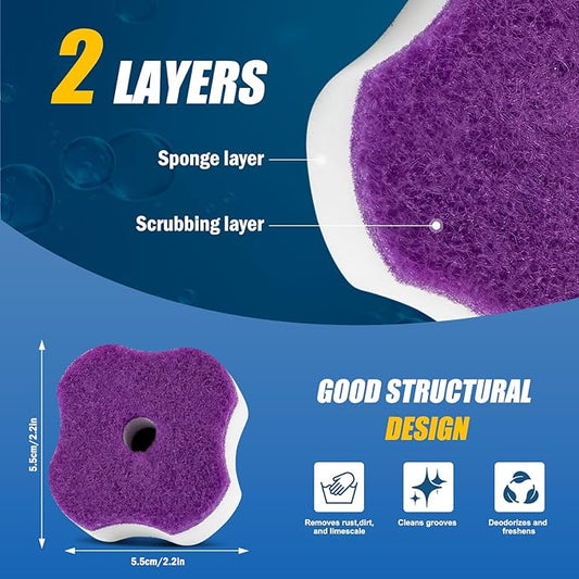 50PC Toilet Bowl Wand Refills, Replacement Heads for Bathroom Washroom Cleaning Pads, Disposable Toilet Brush Refills Compatible with Household Brushe Scrubber Cleaning Refill Lavender Breeze Purple
