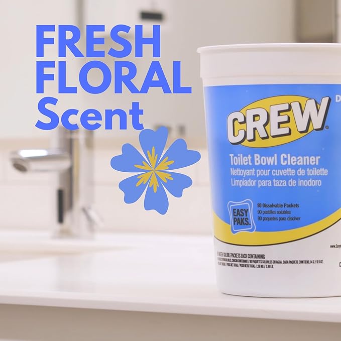 CREW CBD540731 Toilet Bowl Cleaner Easy Paks, Packets Foam & Dissolve to Leave Toilet & Urinal Sparkling Clean, Fresh Floral Scent, Paks, 90-Count