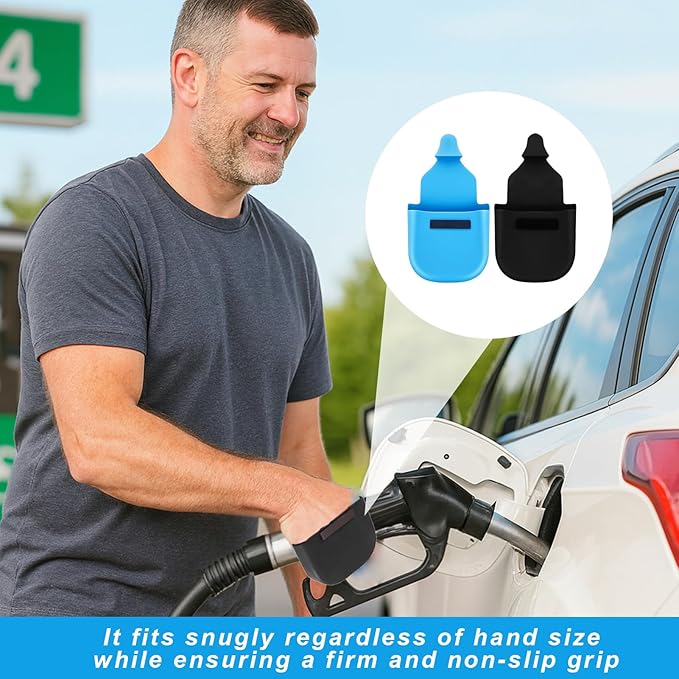 2 Pcs Gas Pump Glove,Gas Gloves For Gasoline,Safe Silicone,Pump Pal For Gas,Fuel Gloves,Protect Hands From Filthy,Reusable Glove Magnetic Durable And Universal(Black&blue)