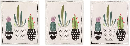 DII Swedish Dishcloths for Kitchen & Cleaning, Reusable, Machine Washable & Dishwasher Safe, Biodegradable, 7.75 x 6.75, Succulents, 3 Piece