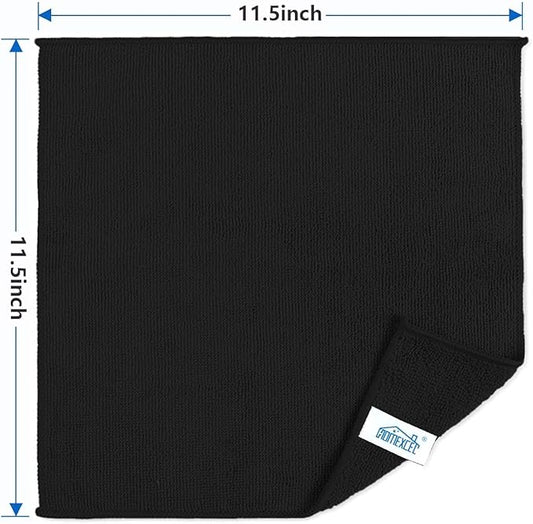 HOMEXCEL Black Microfiber Cleaning Cloth 100 Pack, Microfiber Towel for Cars, Lint Free, Scratch-Free, Highly Absorbent, and Cleaning Rags for House, Window and Glass, Cars, TV Screen 11.5 X11.5 inch
