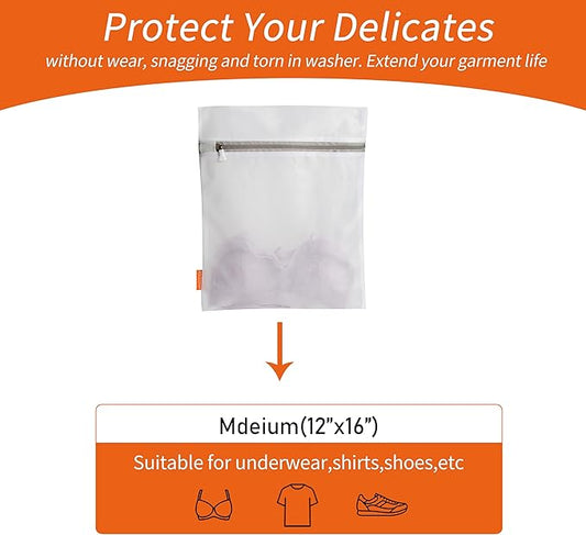 Polecasa 3Pcs Extra Durable Mesh Laundry Bags with Sturdy Zipper for Delicates 12 x 16 Inches (3 Medium)