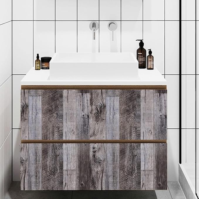 Yun-aeon Gray Wood Peel and Stick Wallpaper 17.3" X 1200" Self Adhesive Wallpaper Backsplash Line Removable Wall Paper Bathroom Old Furniture Renovation Furniture