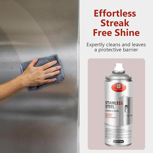 Stainless Steel Cleaner & Polish (17OZ Pack of 2)- Quick Shine, Streak-Free Formula - Safe for Appliances, Cookware, Sinks - Restores Shine - Eco-Friendly