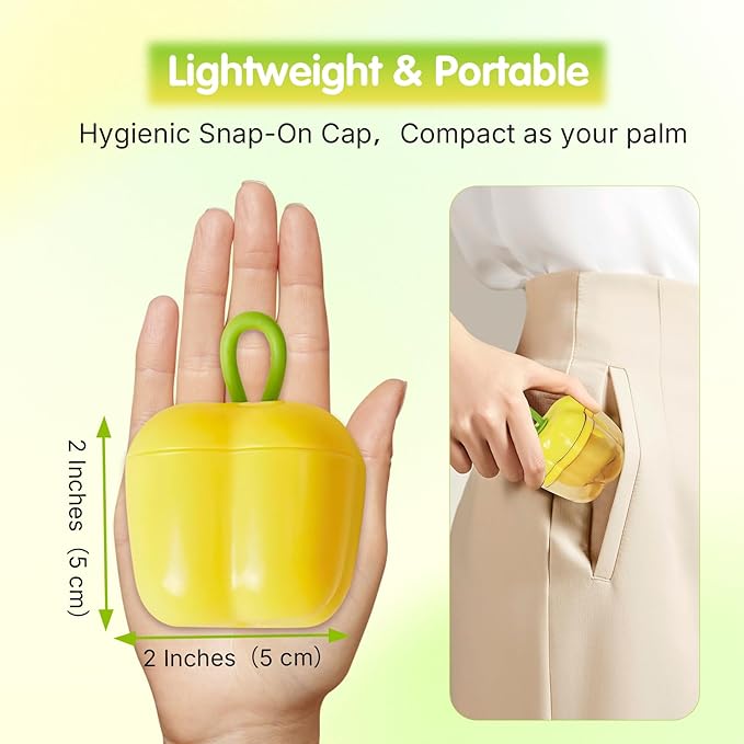 2 Pcs Protable Mini Lint Rollers, Reusable Washable Lint Rollers for Clothes Car Seats with Protective Cap, Travel Portable Lint Roller - Fits in Wallet, Pet Hair Remover(Yellow)