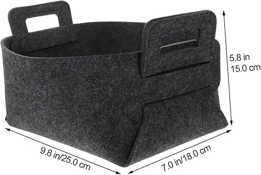 Felt Laundry Basket Handles Deep Gray Dirty Clothes Storage Bin Foldable Multifunctional Organizer for Bedroom Nursery and Playroom