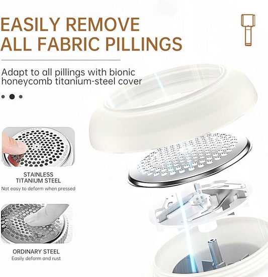 Fabric Shaver, Lint Remover Rechargeable 3-Speed Remove Fuzz, Pilling for Wool, Clothes, Sweater, Coat, Electric Lint Shaver with Stainless Steel Replacement Blades, Light Beige