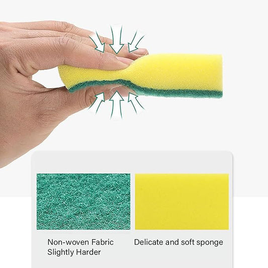 1 Pack Kitchen Cleaning Sponges - Non Scratch Scrub Sponge - Reusable Microfiber Sponge - Dish Sponge, Non-Stick Cookware, for Household, Kitchen, Car, Bathroom Cleaning