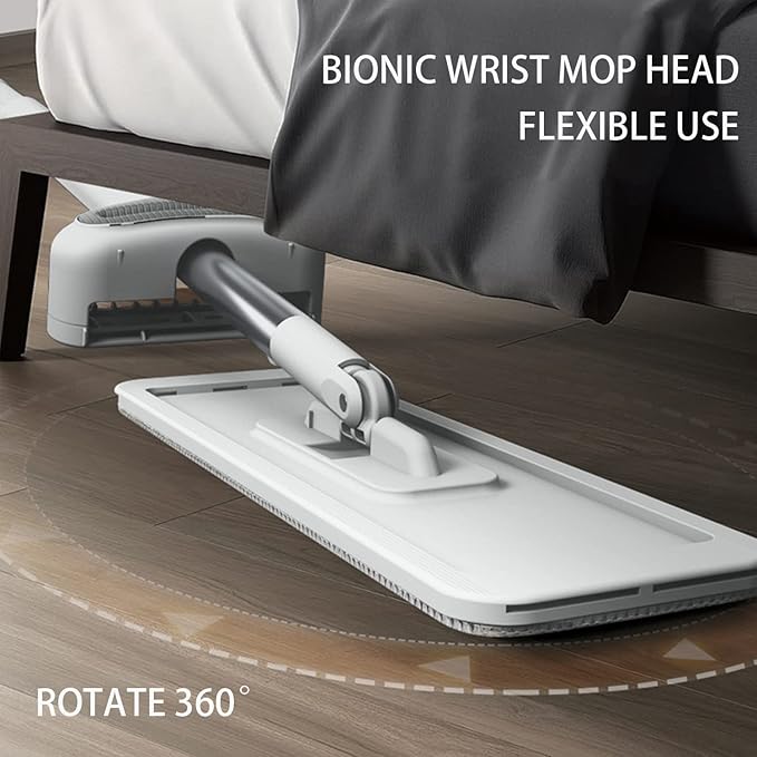 Large Flat Mop and Scalable Bucket with Wheels,360° Rotating Microfiber Dust ,Mop with Dewatering Scraper,54" Adjustable Stainless Steel (1 Mop + 4 Microfiber Pads + 1 Bucket)