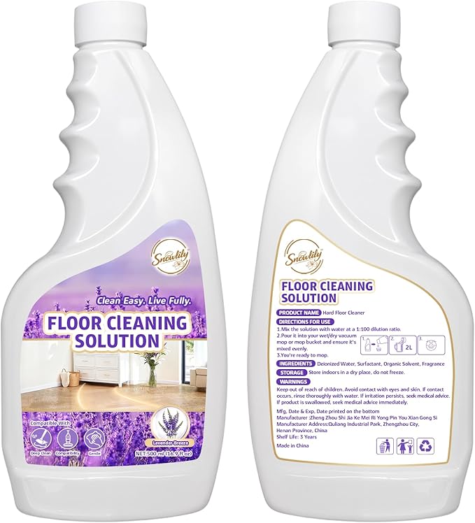 Snowlily 2 Pack Floor Cleaner Solution for Hardwood & Tile Floors, Robot Vaccum and Mop & Wet Dry Vacuum Cleaners, 1:100 Dilution Ratio