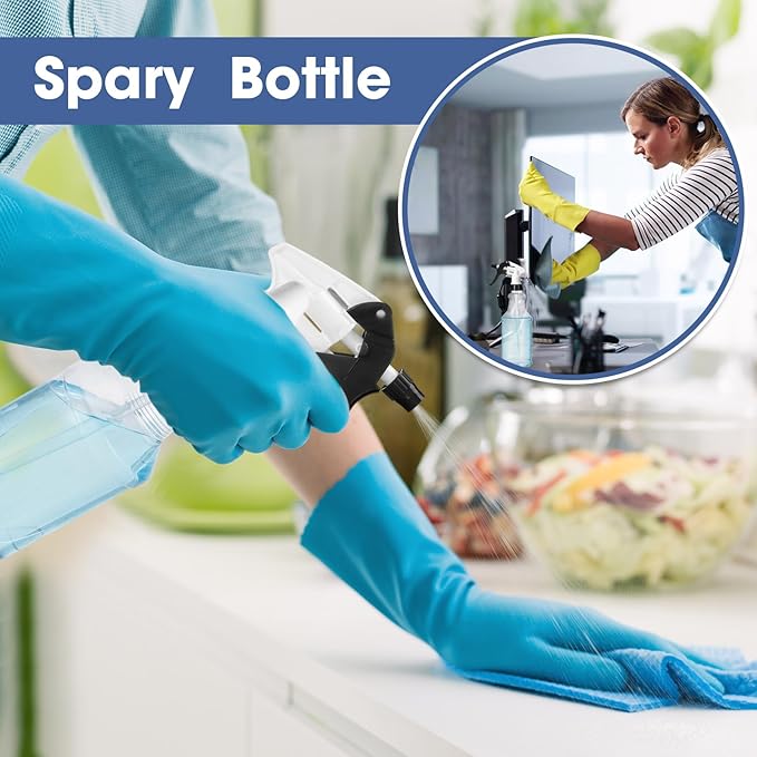 10 Pack Spray Bottles 16 oz Empty Water Spray Bottles for Cleaning Heavy Duty Refillable Squirt container with Measurements Adjustable Nozzle for Household (Black and White,Clear Style)