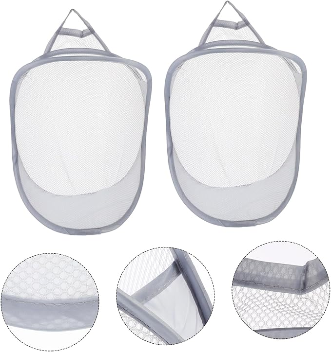 GLEAVI 2pcs Folding Wall Laundry Baskets Collapsible Sundries Organizer Sturdy Mesh Storage Baskets for Household Use Suitable for Dirty Clothes Toys