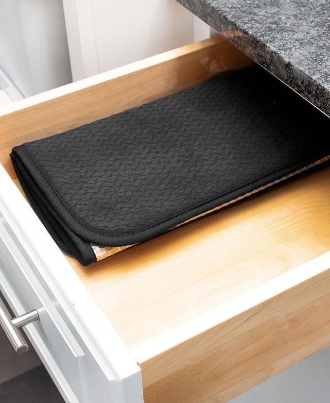 All-Clad Premium Reversible Dish Drying Mat for Kitchen: 16" x 28" Ultra-Absorbent, Long-Lasting, No Condensation, and Oversized for Large Pots and Pans - 1 Pack, Black