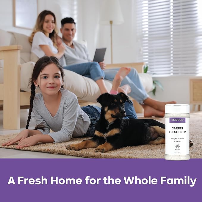 PURPUR Carpet Freshener & Deodorizer Powder | Pet Fresh Odor Eliminator for Carpets, Rugs, and Upholstery | Safe for Pets & Kids | Natural Lavender & Orange Scent | Bundle